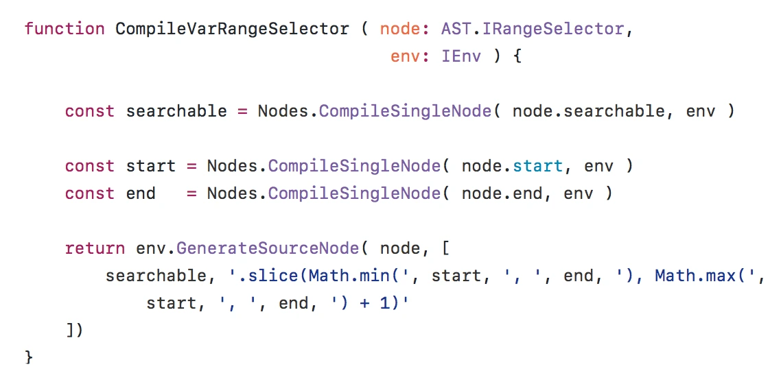 A code from the KFCS Standards with lots of alignment in the two dimensional space and white spaces here and there for the negative spacing.