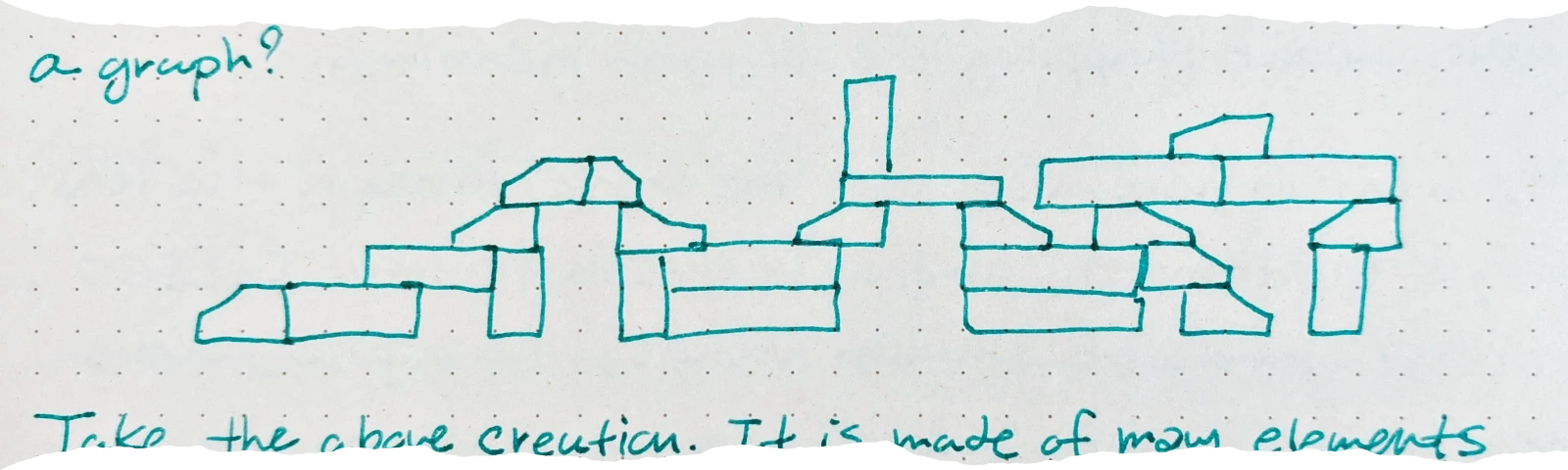 a hand-drawn directed graph with nodes labeled A to P, showing various connections and dependencies between them, illustrating a system of interconnected functions or elements.
