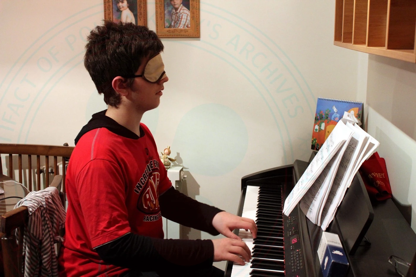 Practicing Piano with Eyes Covered
