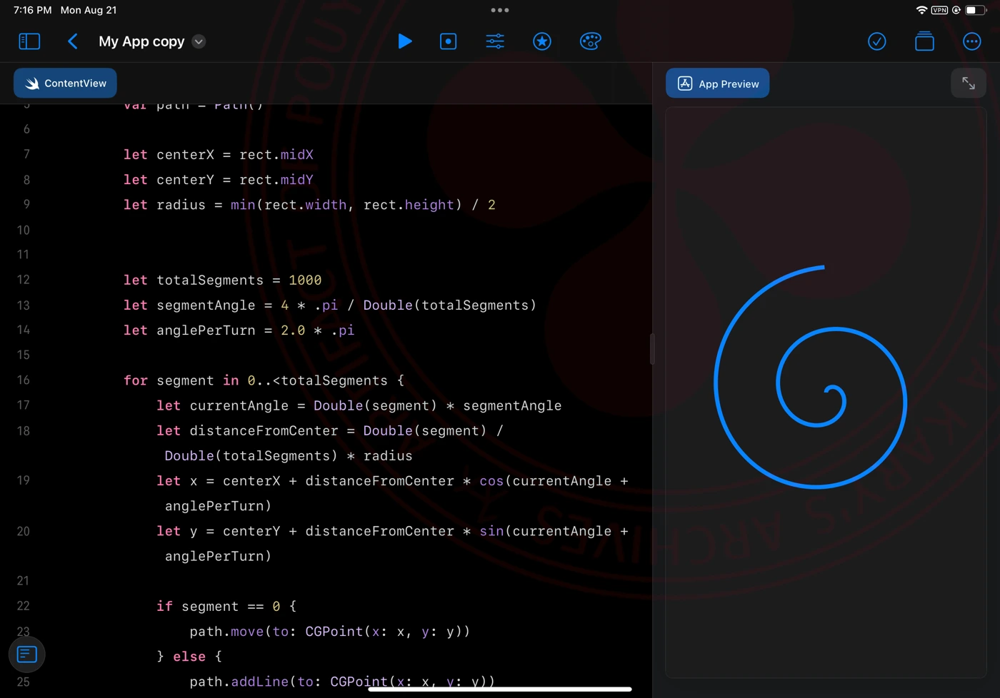 Spiral for Pouya's Clock