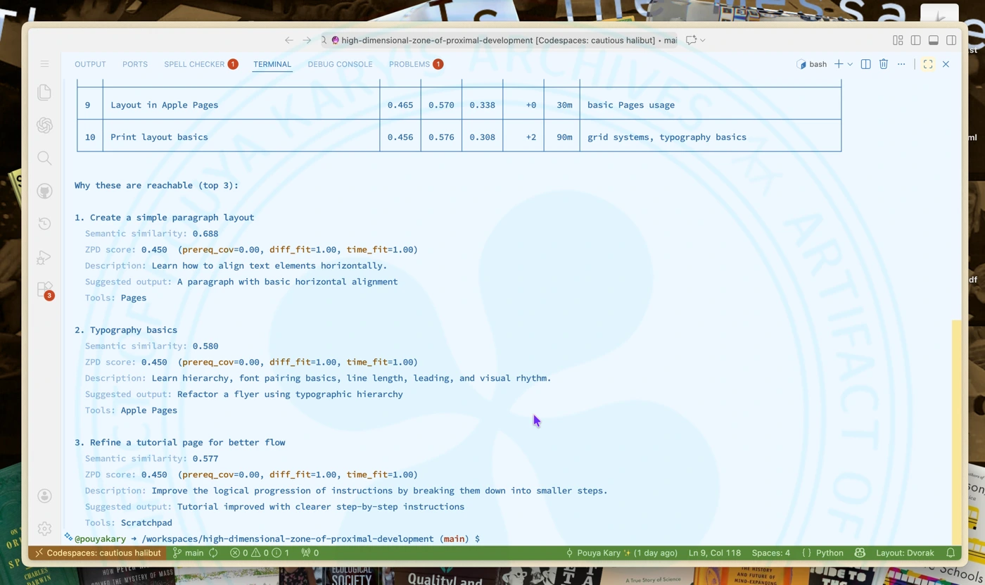 @1285: Prototype of Next ZPD Suggestion Using LLM Embedding Spaces